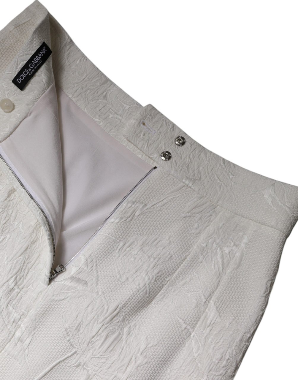 Dolce & Gabbana White High Waist Knee Length Pencil Skirt Wit