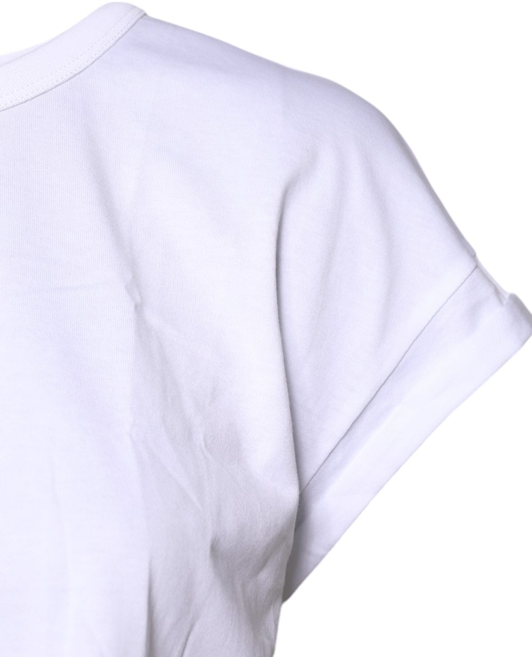 Dolce & Gabbana White Cotton Crew Neck Cropped T-shirt Top Wit