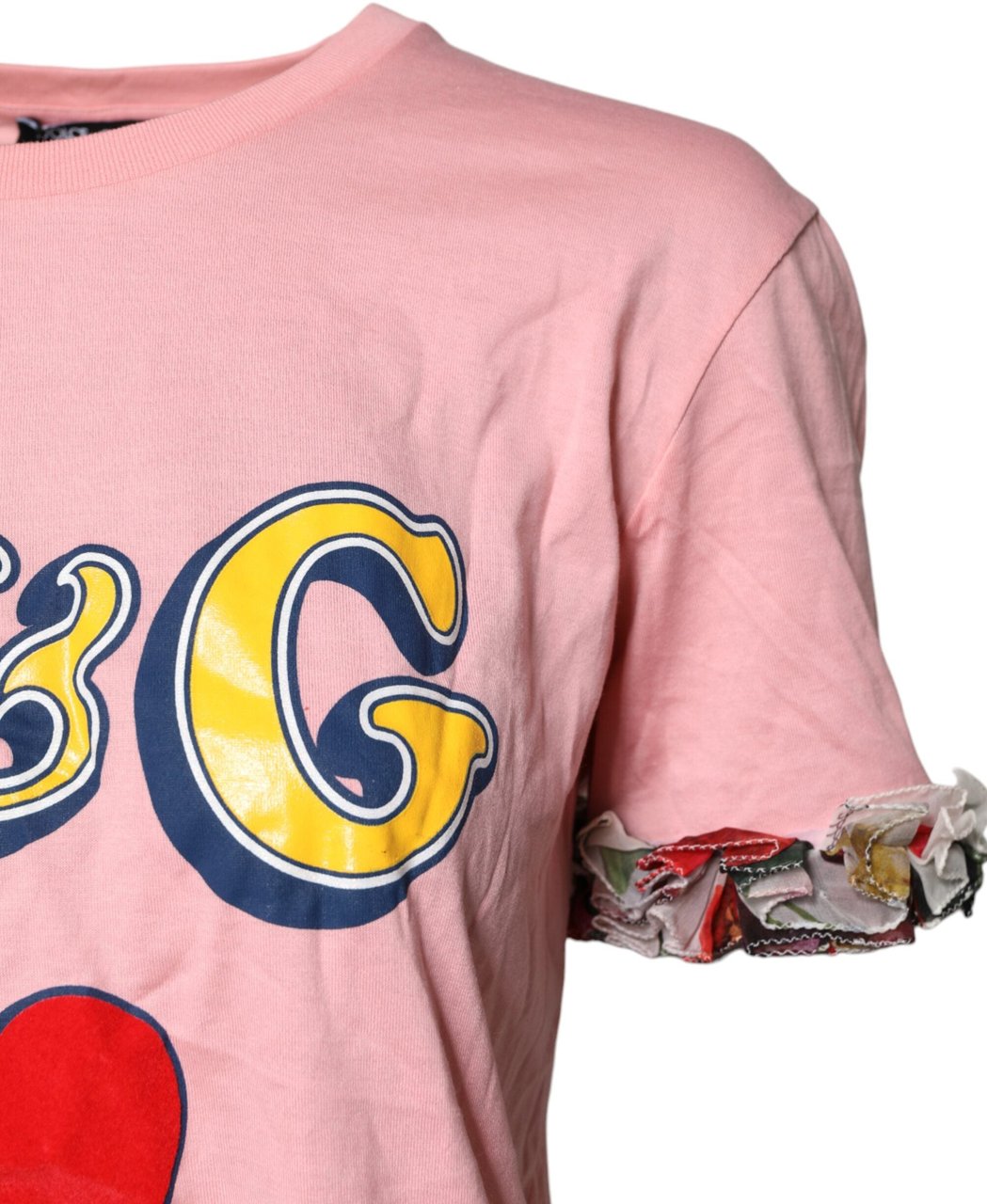 Dolce & Gabbana Pink Logo Print Cotton Crew Neck Tee T-shirt Roze
