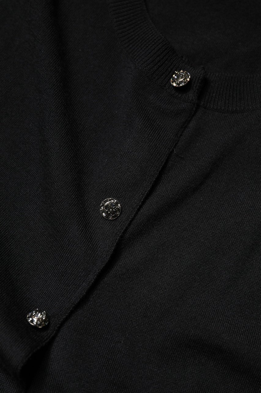 Dolce & Gabbana Black Button Down Short Sleeve Blouse Top Zwart