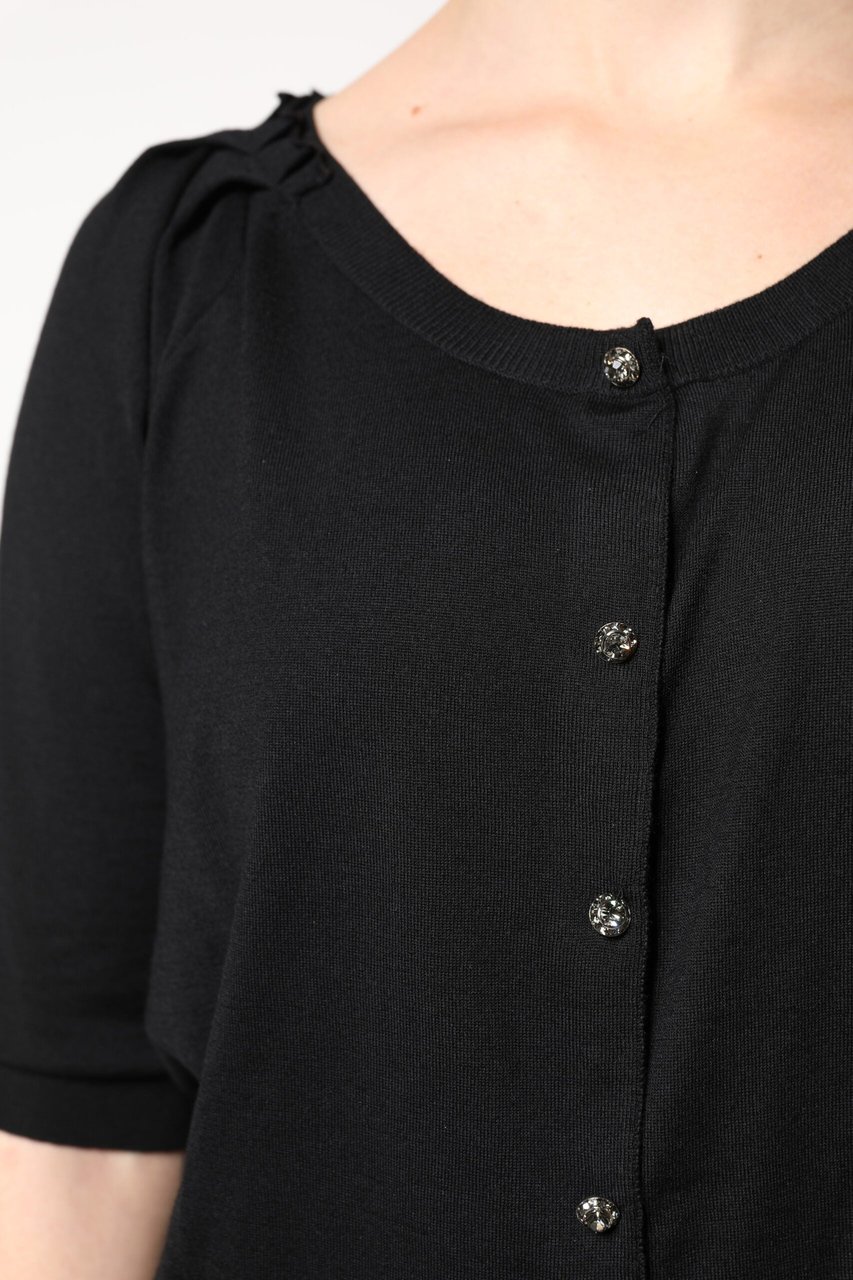 Dolce & Gabbana Black Button Down Short Sleeve Blouse Top Zwart