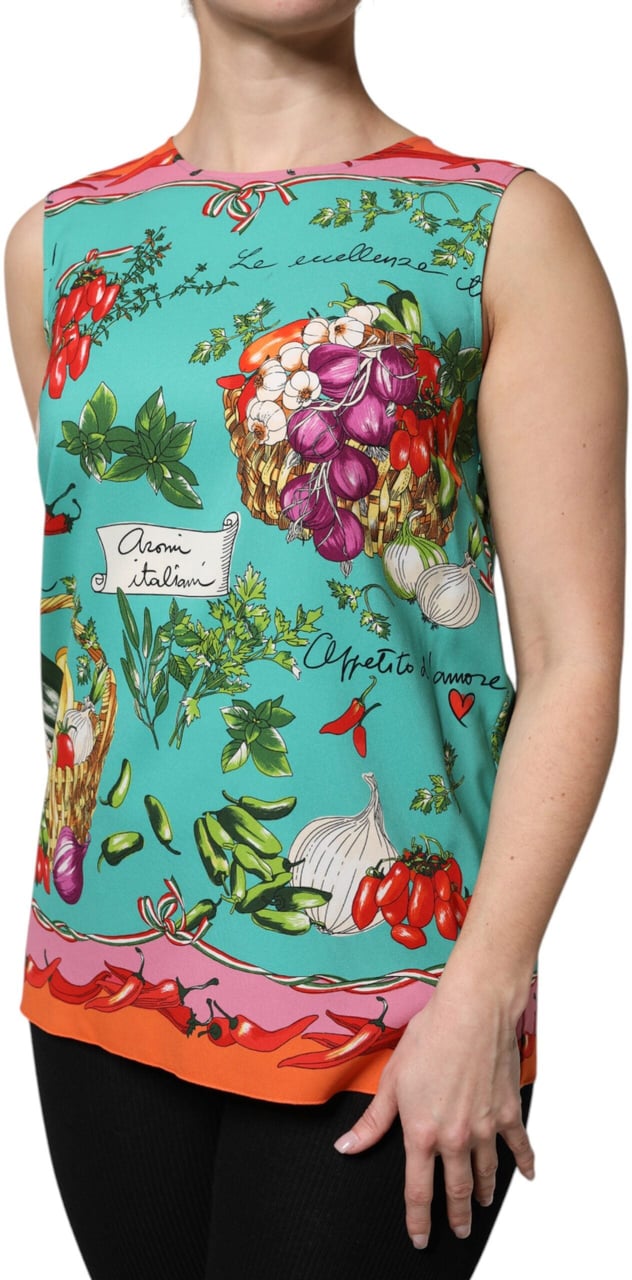 Dolce & Gabbana Multicolor Floral Silk Sleeveless Tank Top Divers
