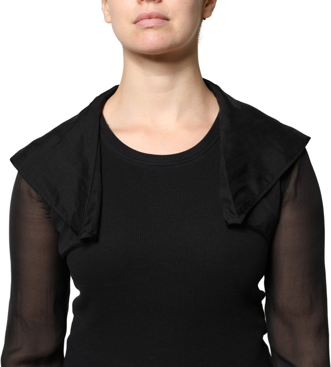Dolce & Gabbana Black Silk Sheer Long Sleeves Blouse Top Zwart