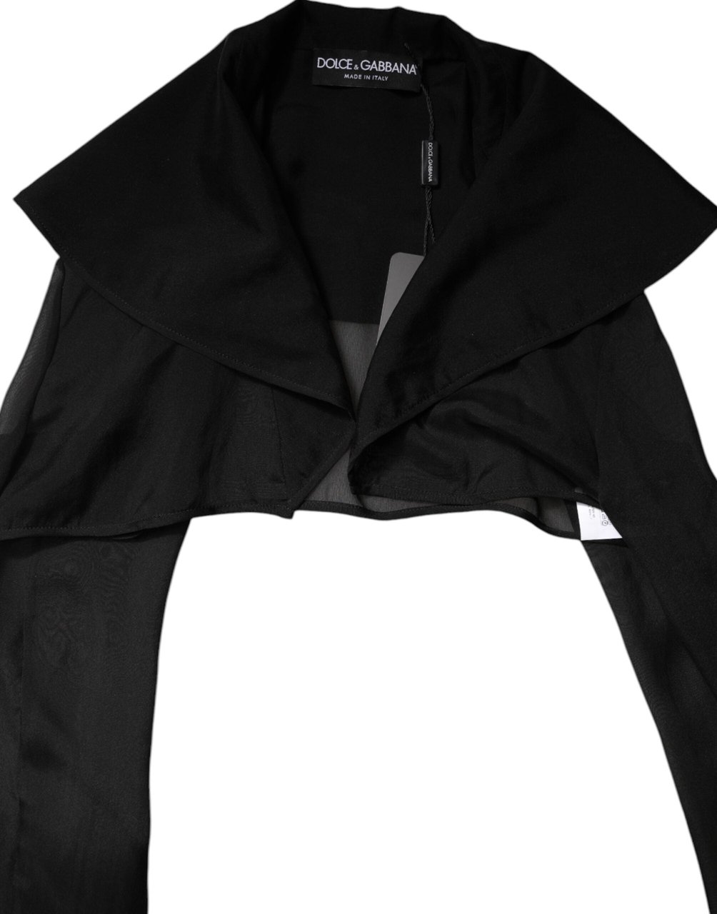 Dolce & Gabbana Black Silk Sheer Long Sleeves Blouse Top Zwart