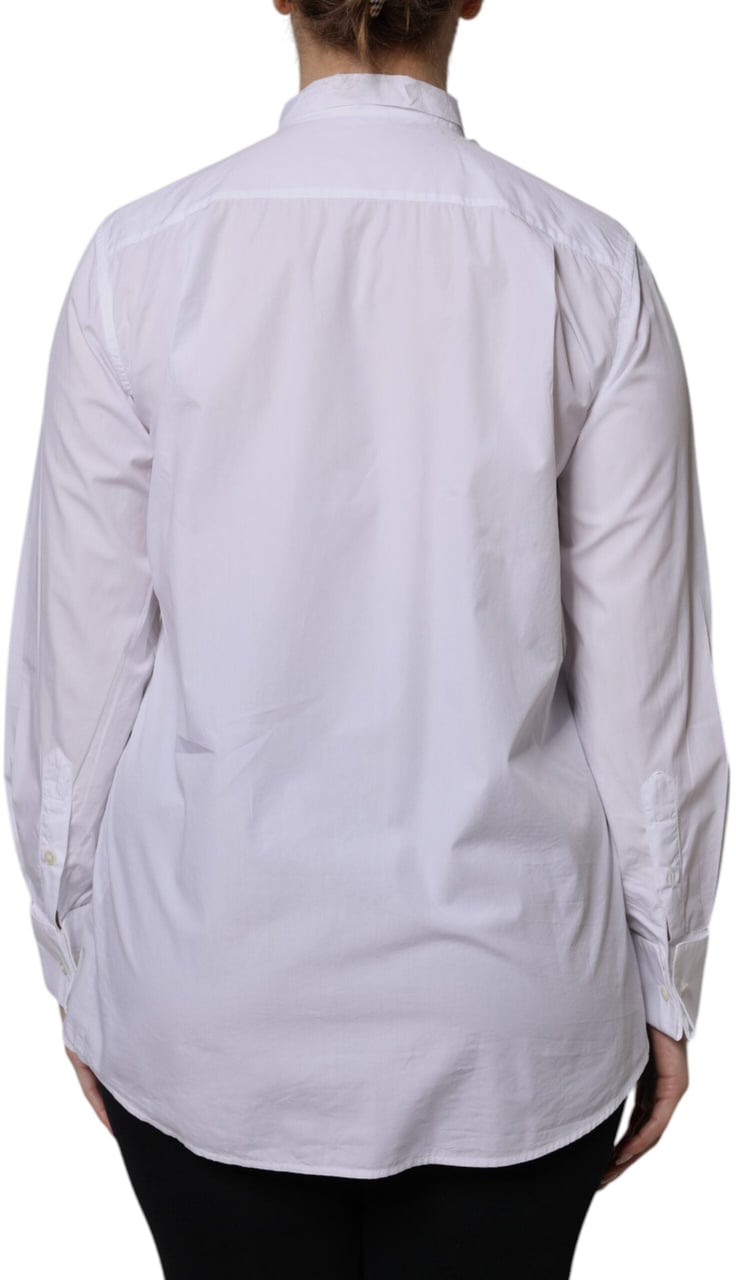 Dolce & Gabbana White Ascot Collar Long Sleeve Blouse Top Wit