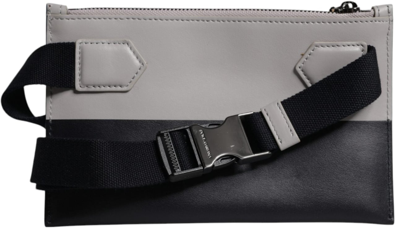 Dolce & Gabbana Black White Leather Logo Embossed Crossbody Bag Divers