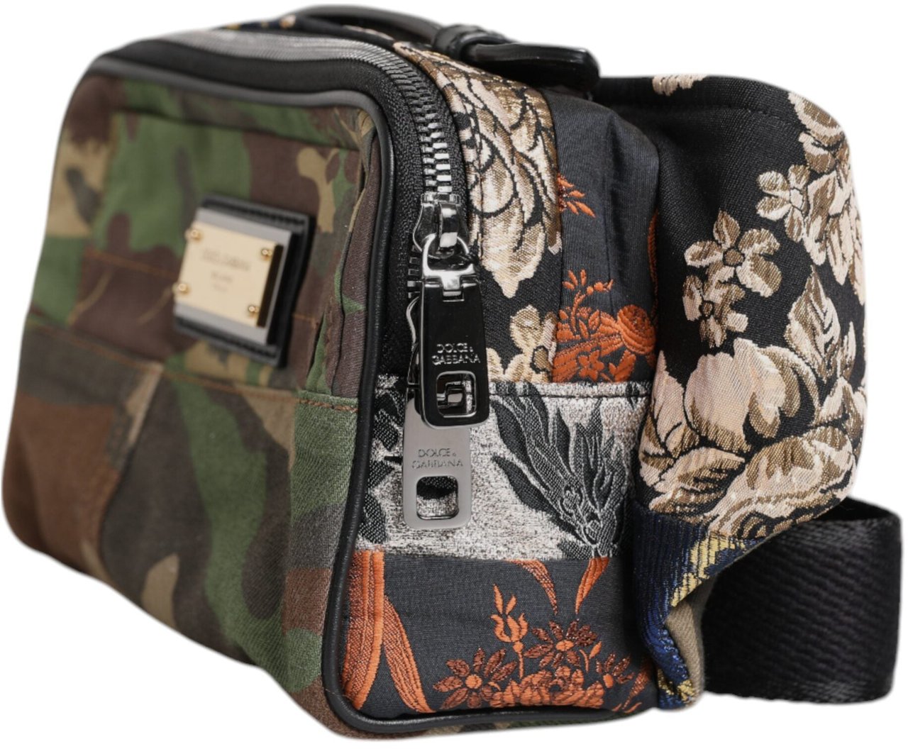 Dolce & Gabbana Multicolor Camouflage Patchwork Logo Waist Fanny Pack Bag Divers