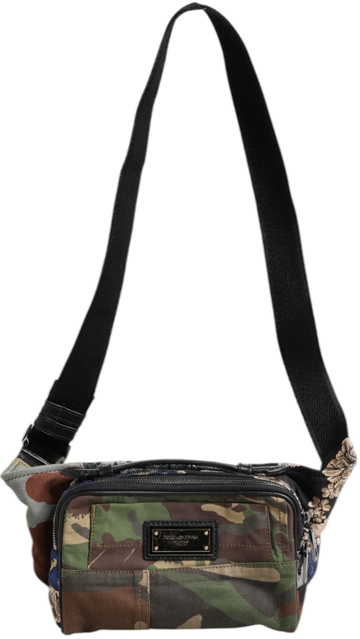 Dolce & Gabbana Multicolor Camouflage Patchwork Logo Waist Fanny Pack Bag Divers