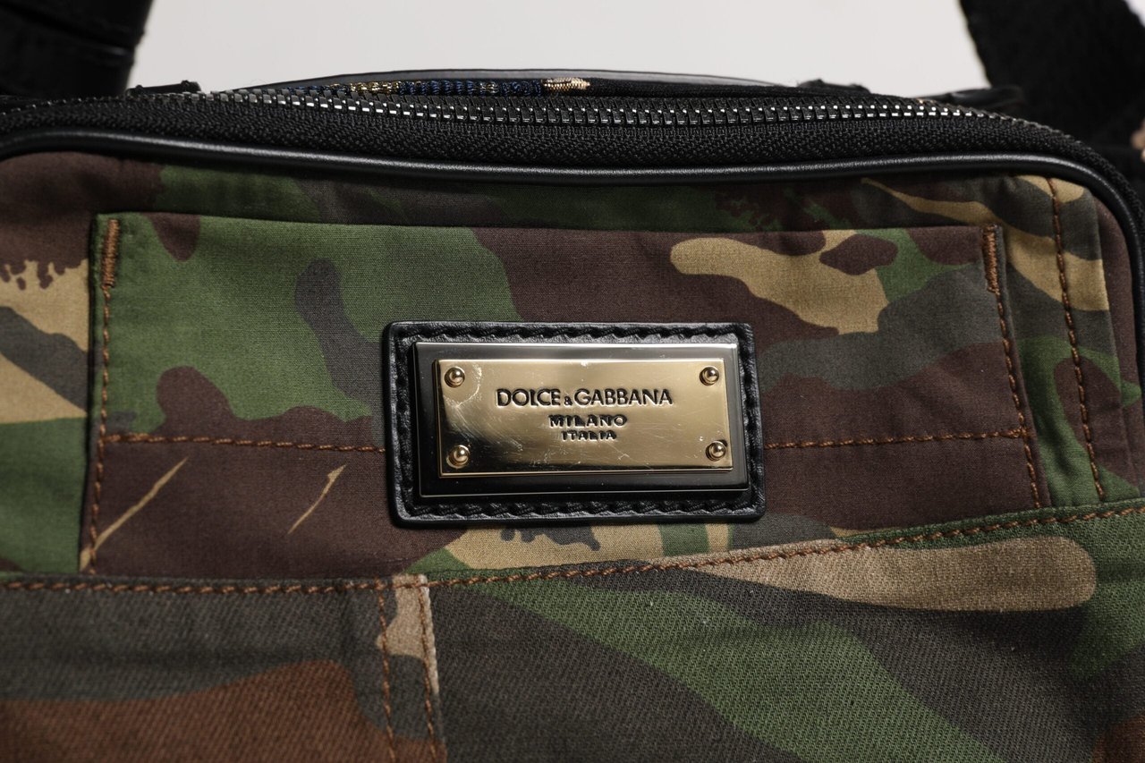 Dolce & Gabbana Multicolor Camouflage Patchwork Logo Waist Fanny Pack Bag Divers
