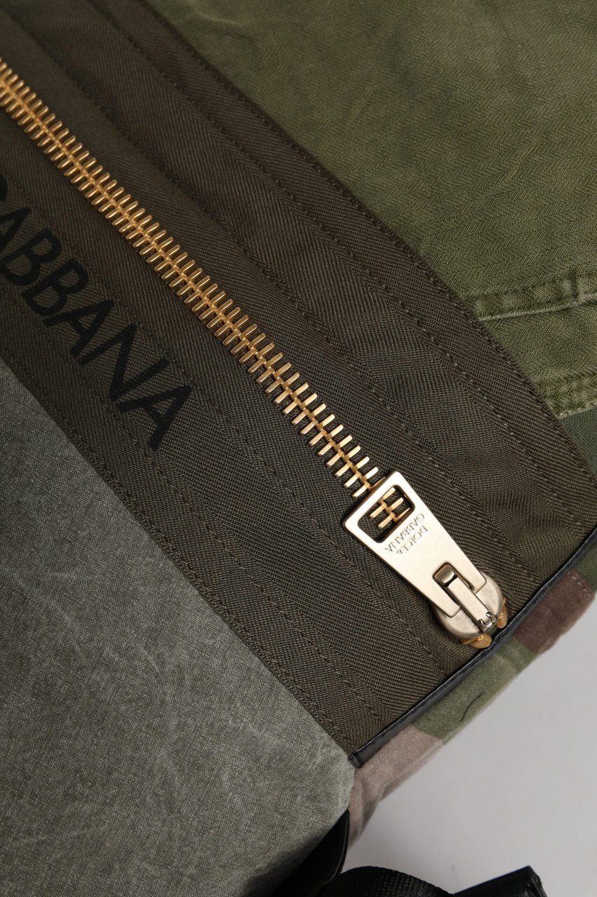 Dolce & Gabbana Military Green Patchwork Rucksack Backpack Bag Groen