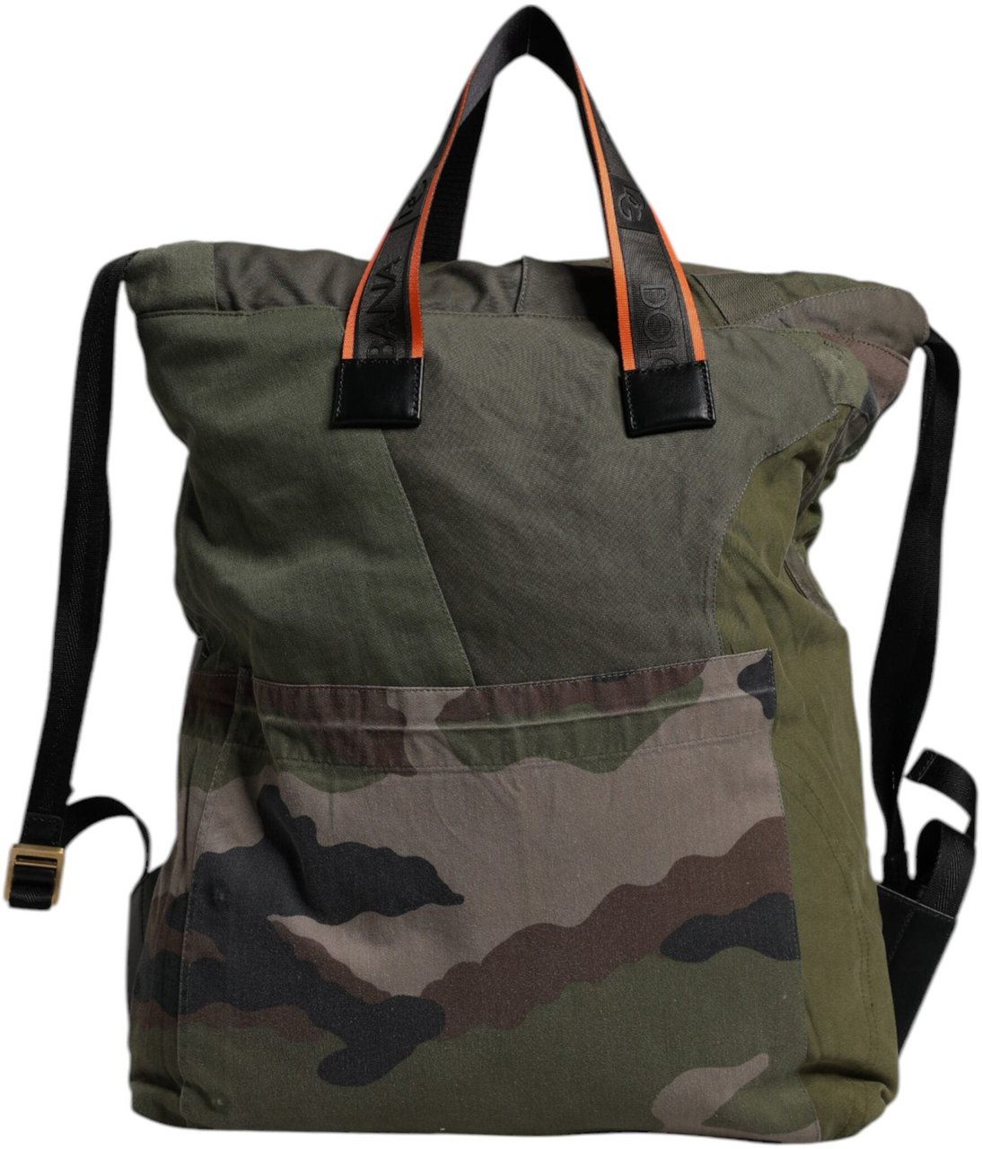 Dolce & Gabbana Military Green Patchwork Rucksack Backpack Bag Groen