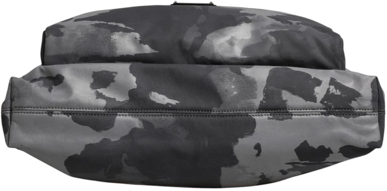 Dolce & Gabbana Gray Camo Cotton Multiple Compartments Tote Bag Grijs