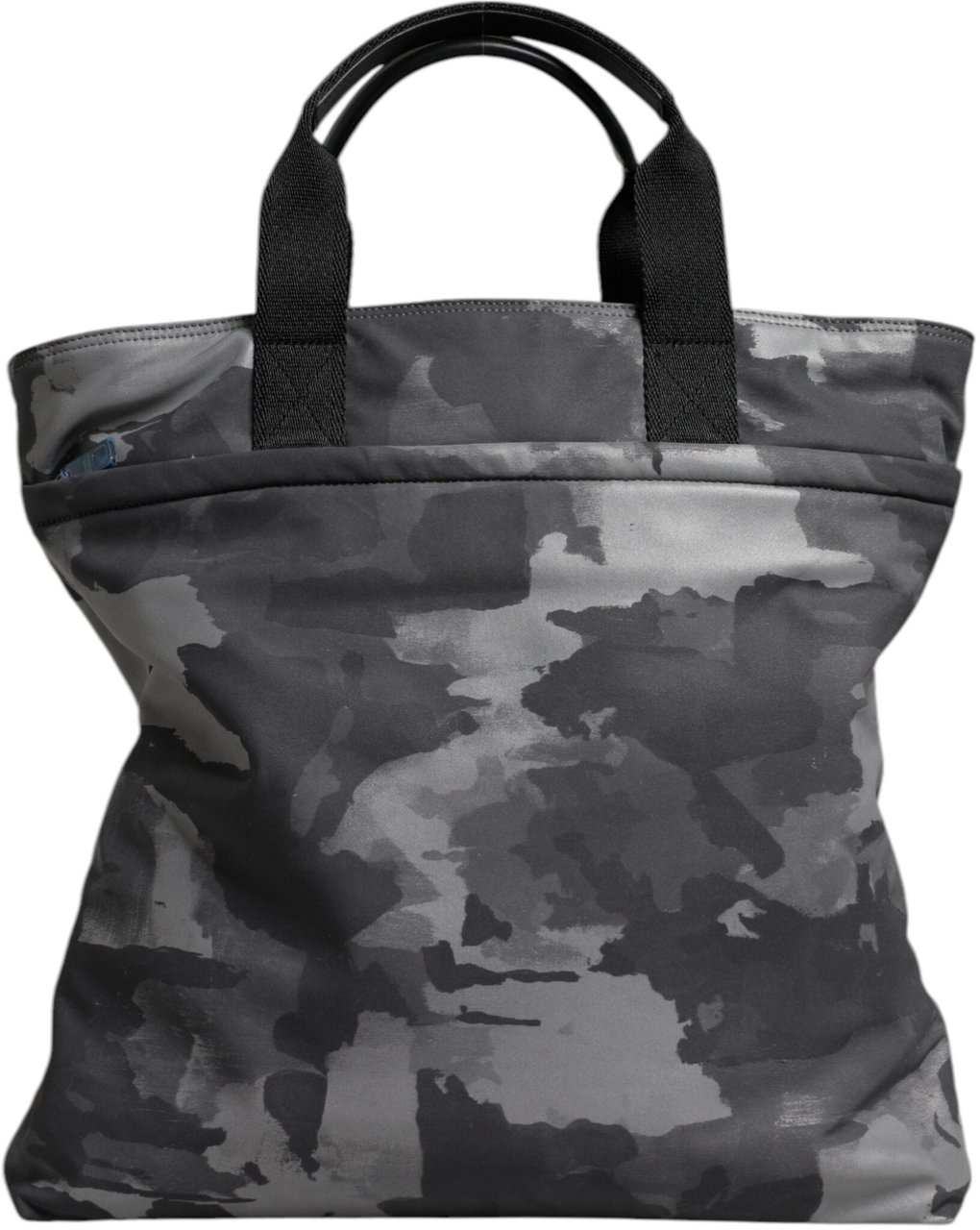 Dolce & Gabbana Gray Camo Cotton Multiple Compartments Tote Bag Grijs