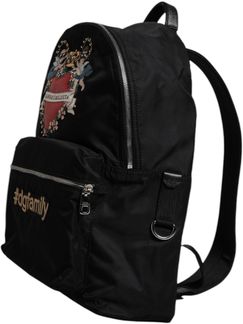 Dolce & Gabbana Black Nylon #DGFAMILY Embellished Backpack VULCANO Bag Zwart