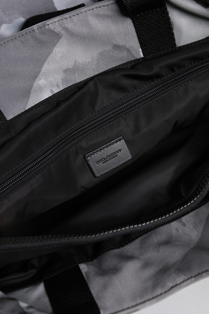 Dolce & Gabbana Black Camouflage Shoulder Strap Logo Plaque Bag Zwart