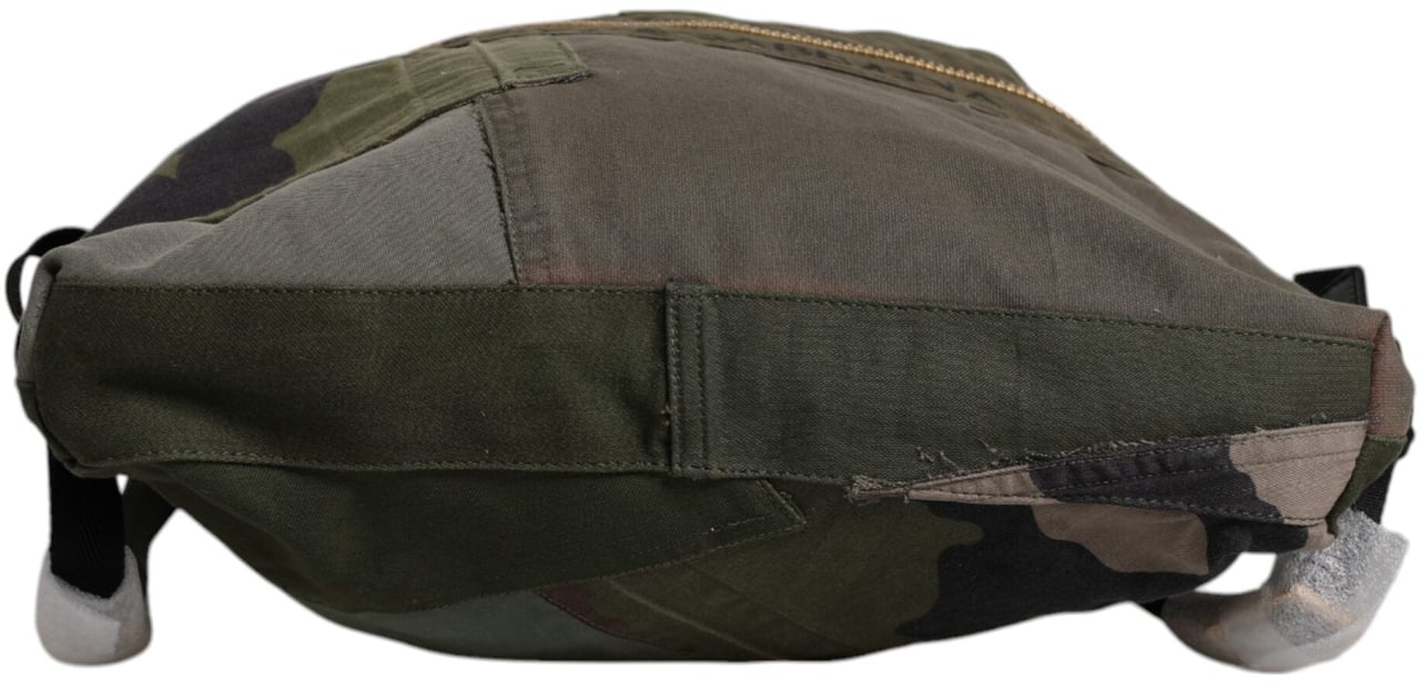 Dolce & Gabbana Military Green Patchwork Rucksack Backpack Bag Groen
