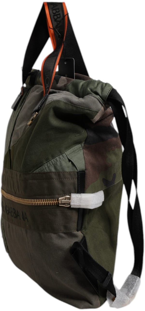 Dolce & Gabbana Military Green Patchwork Rucksack Backpack Bag Groen