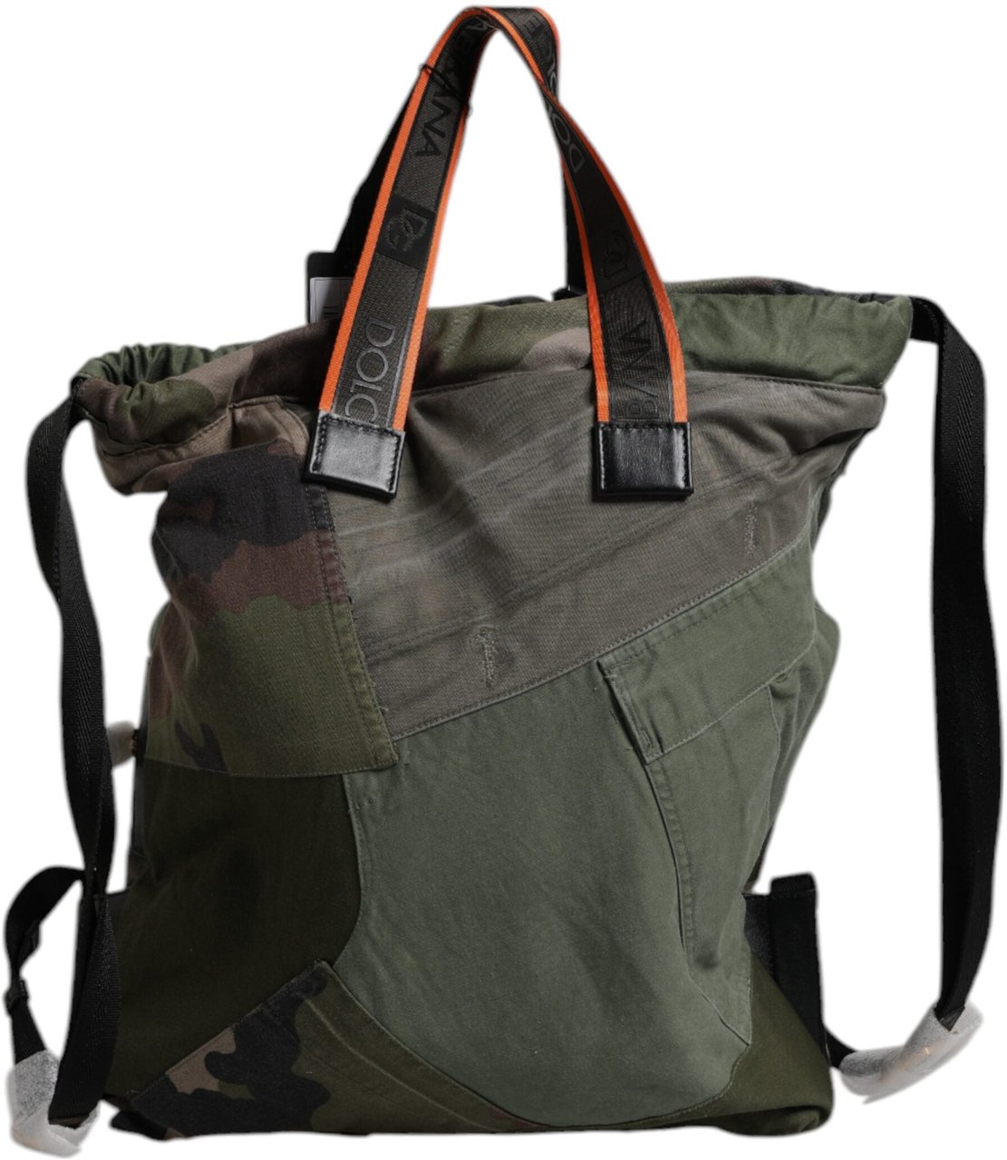 Dolce & Gabbana Military Green Patchwork Rucksack Backpack Bag Groen