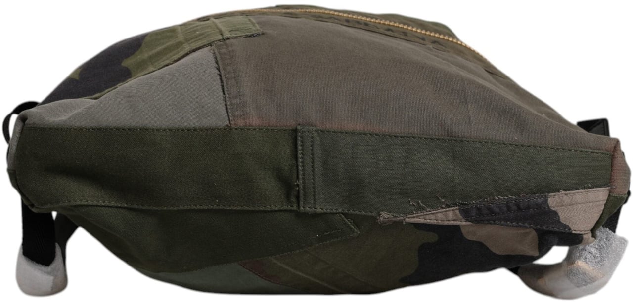 Dolce & Gabbana Military Green Patchwork Rucksack Backpack Bag Groen