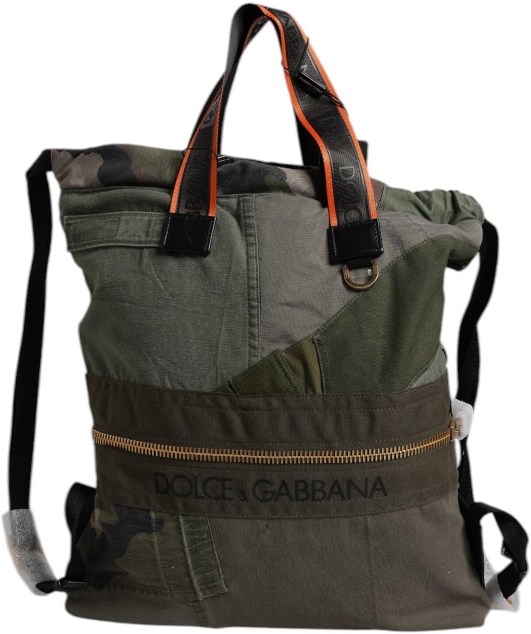 Dolce & Gabbana Military Green Patchwork Rucksack Backpack Bag Groen