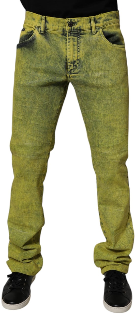 Dolce & Gabbana Yellow Cotton Stretch Skinny Men Denim Jeans Rood