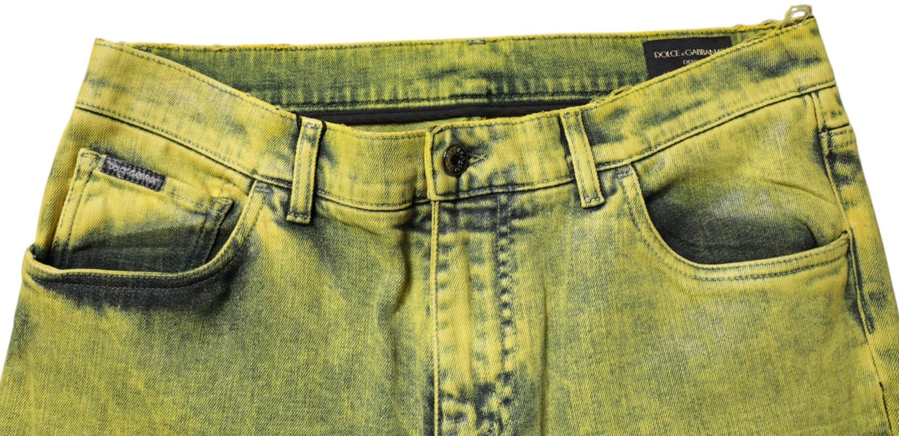 Dolce & Gabbana Yellow Cotton Stretch Skinny Men Denim Jeans Rood