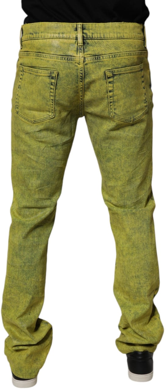 Dolce & Gabbana Yellow Cotton Stretch Skinny Men Denim Jeans Rood