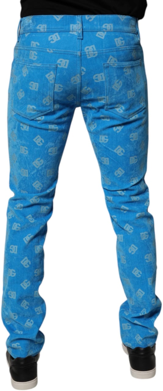 Dolce & Gabbana Blue Logo Monogram Cotton Skinny Denim Jeans Divers