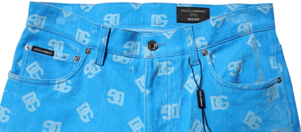 Dolce & Gabbana Blue Logo Monogram Cotton Skinny Denim Jeans Divers