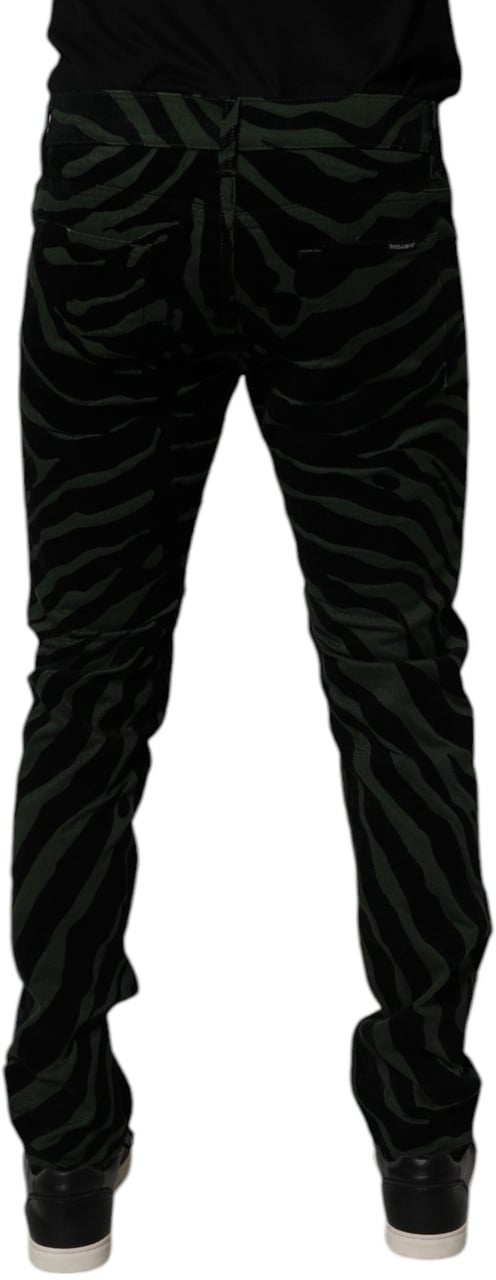 Dolce & Gabbana Black Green Stripes Cotton Skinny Denim Jeans Rood