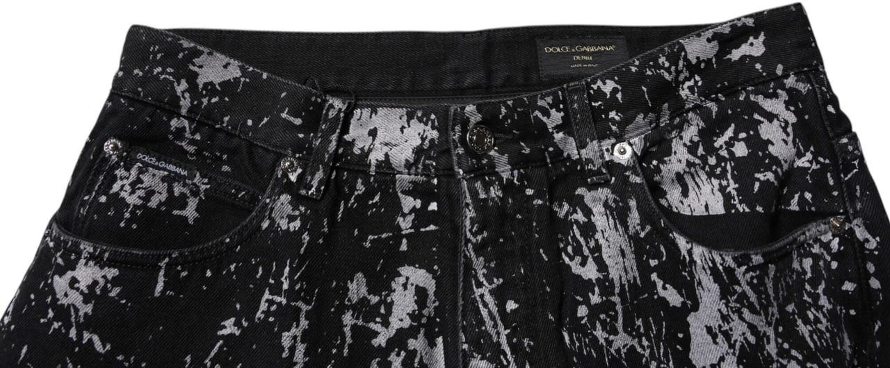 Dolce & Gabbana Black Tie Dye Cotton Straight Men Denim Jeans Lichtblauw