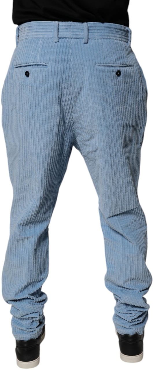 Dolce & Gabbana Light Blue Corduroy Cotton Skinny Denim Jeans Lichtblauw