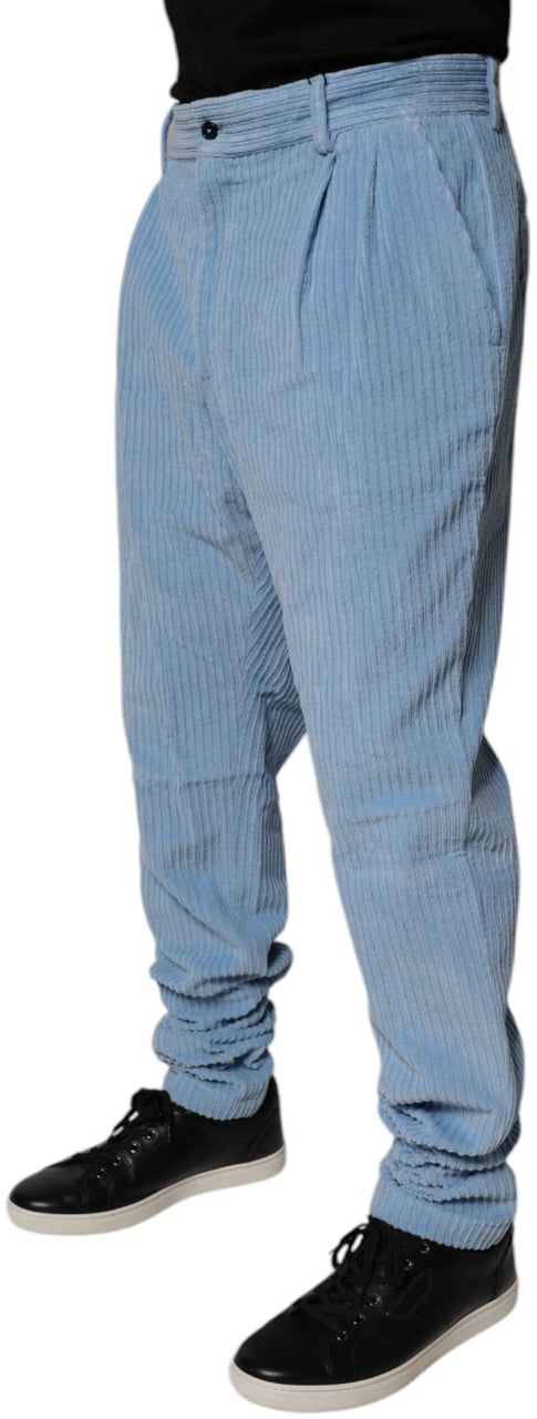 Dolce & Gabbana Light Blue Corduroy Cotton Skinny Denim Jeans Lichtblauw