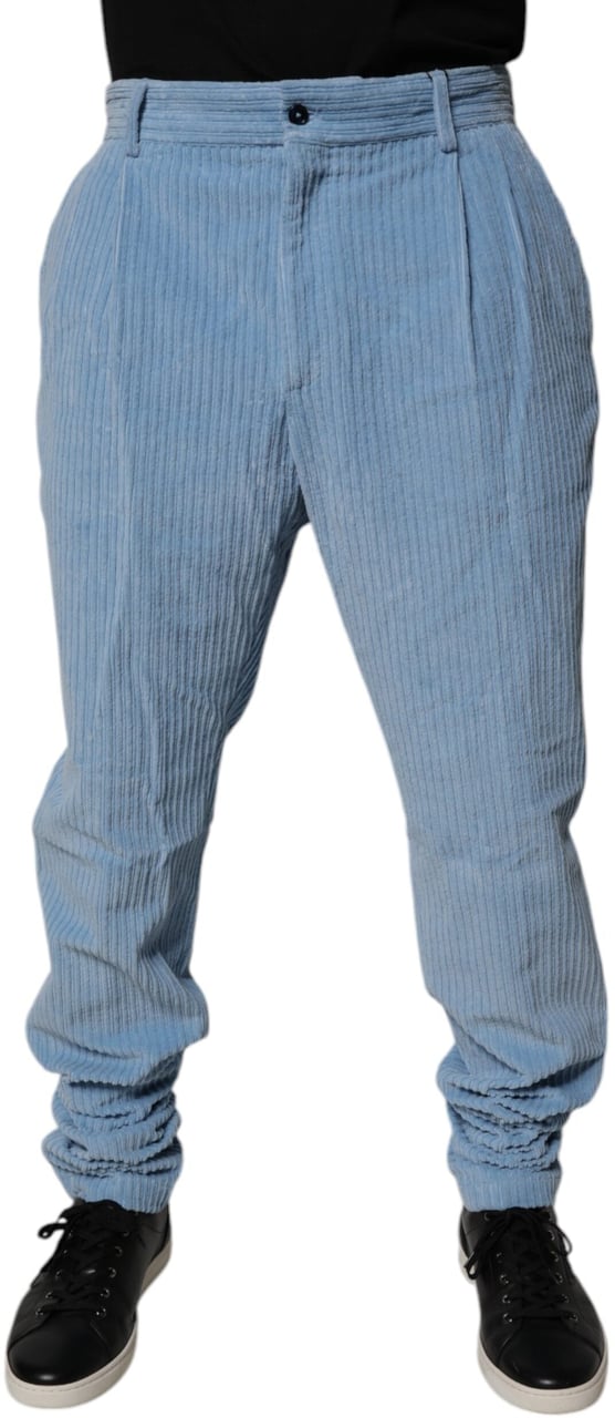 Dolce & Gabbana Light Blue Corduroy Cotton Skinny Denim Jeans Lichtblauw