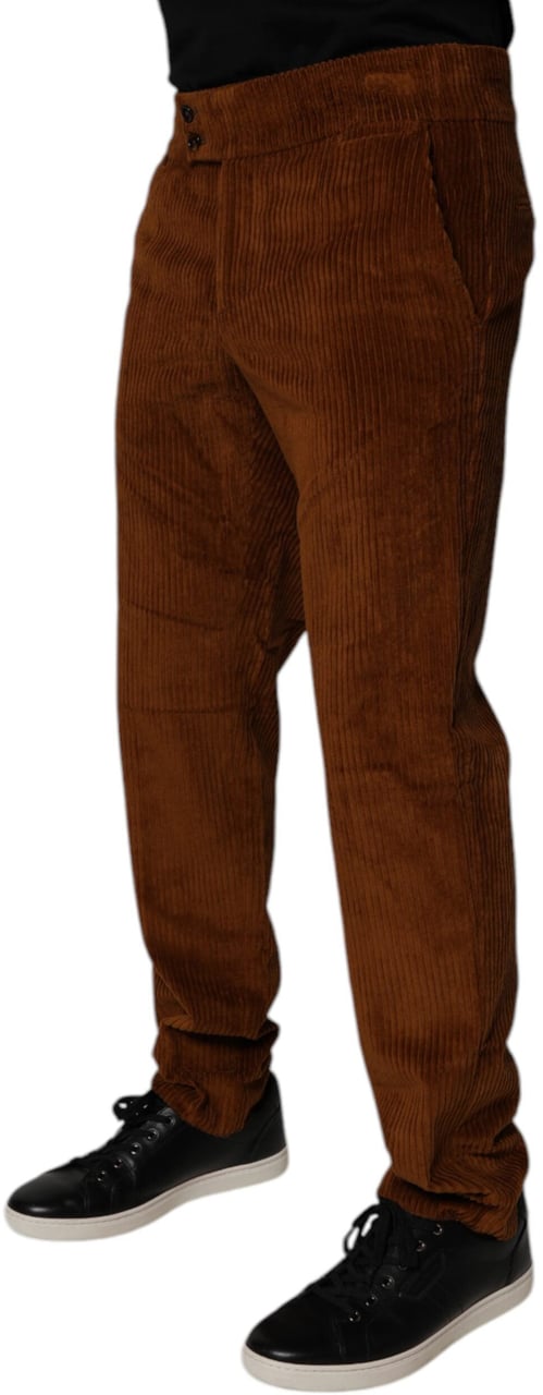 Dolce & Gabbana Dark Brown Corduroy Cotton Skinny Denim Jeans Bruin