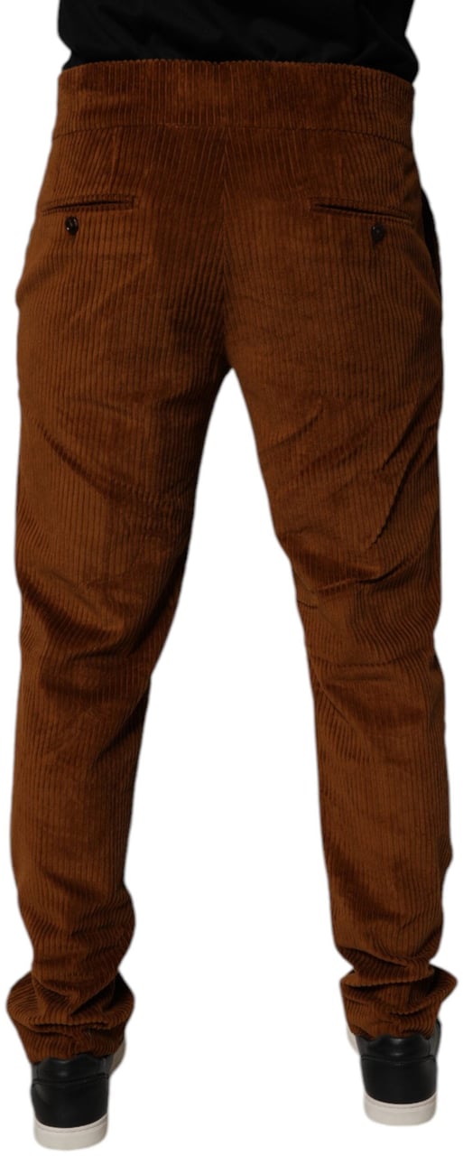 Dolce & Gabbana Dark Brown Corduroy Cotton Skinny Denim Jeans Bruin
