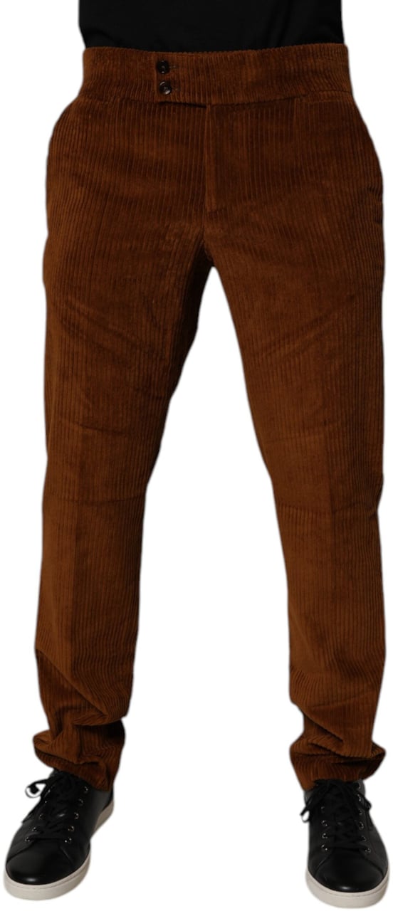 Dolce & Gabbana Dark Brown Corduroy Cotton Skinny Denim Jeans Bruin