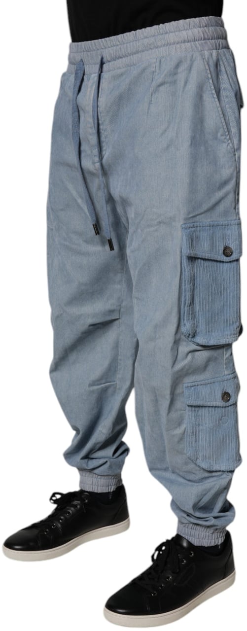 Dolce & Gabbana Light Blue Cotton Jogger Cargo Men Denim Pants Lichtblauw