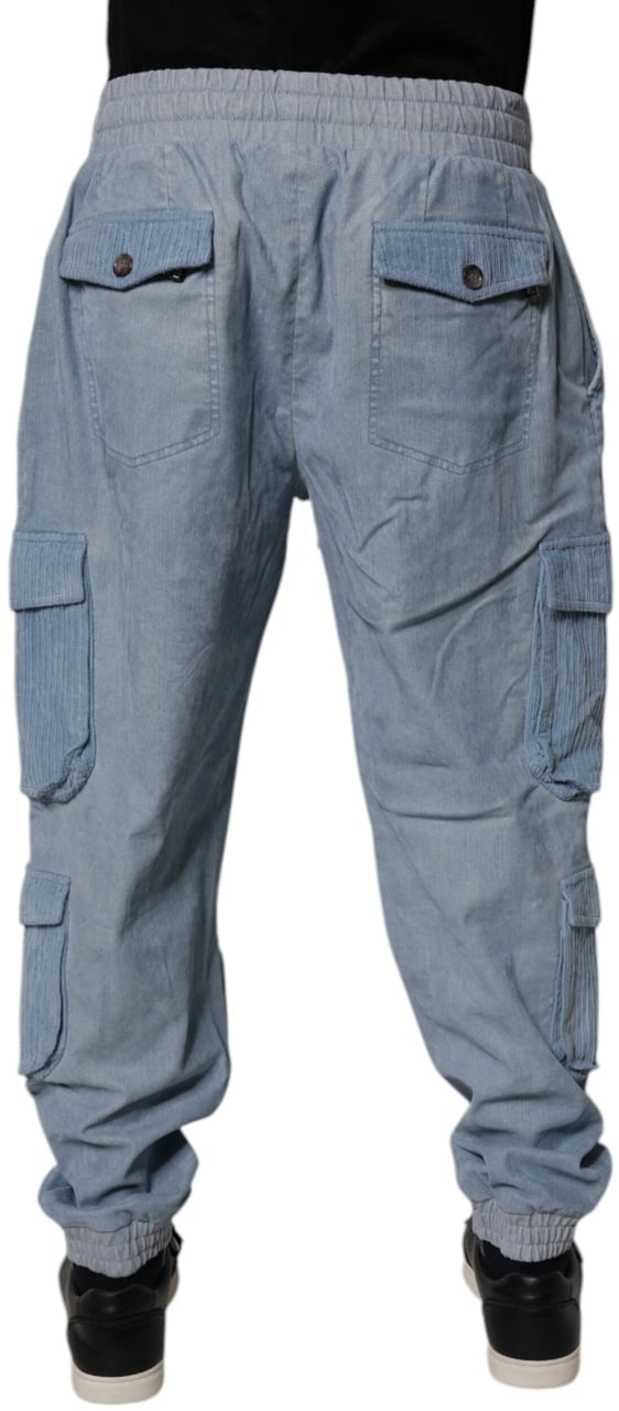 Dolce & Gabbana Light Blue Cotton Jogger Cargo Men Denim Pants Lichtblauw