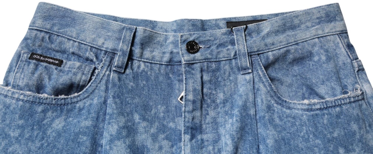 Dolce & Gabbana Blue Tie Dye Cotton Skinny Men Denim Jeans Blauw