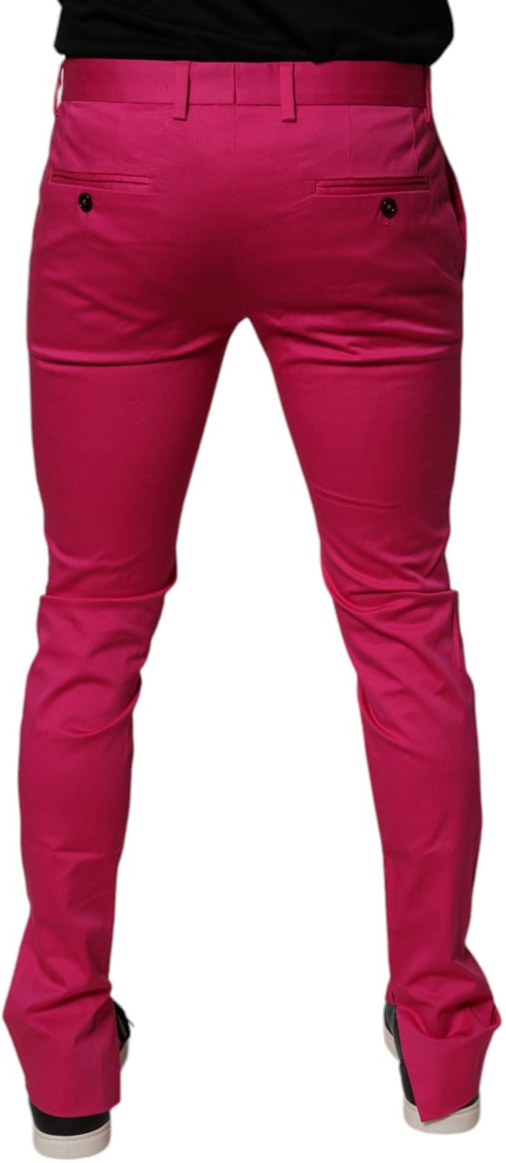 Dolce & Gabbana Pink Black Stripe Slim Fit Men Dress Pants Divers