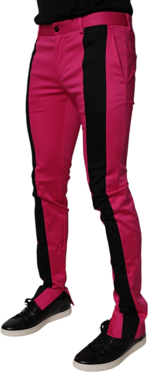 Dolce & Gabbana Pink Black Stripe Slim Fit Men Dress Pants Divers
