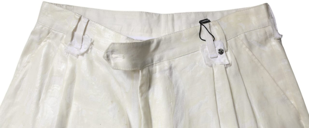 Dolce & Gabbana White Linen Mid Waist Straight Men Denim Jeans Wit