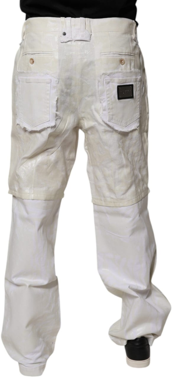 Dolce & Gabbana White Linen Mid Waist Straight Men Denim Jeans Wit