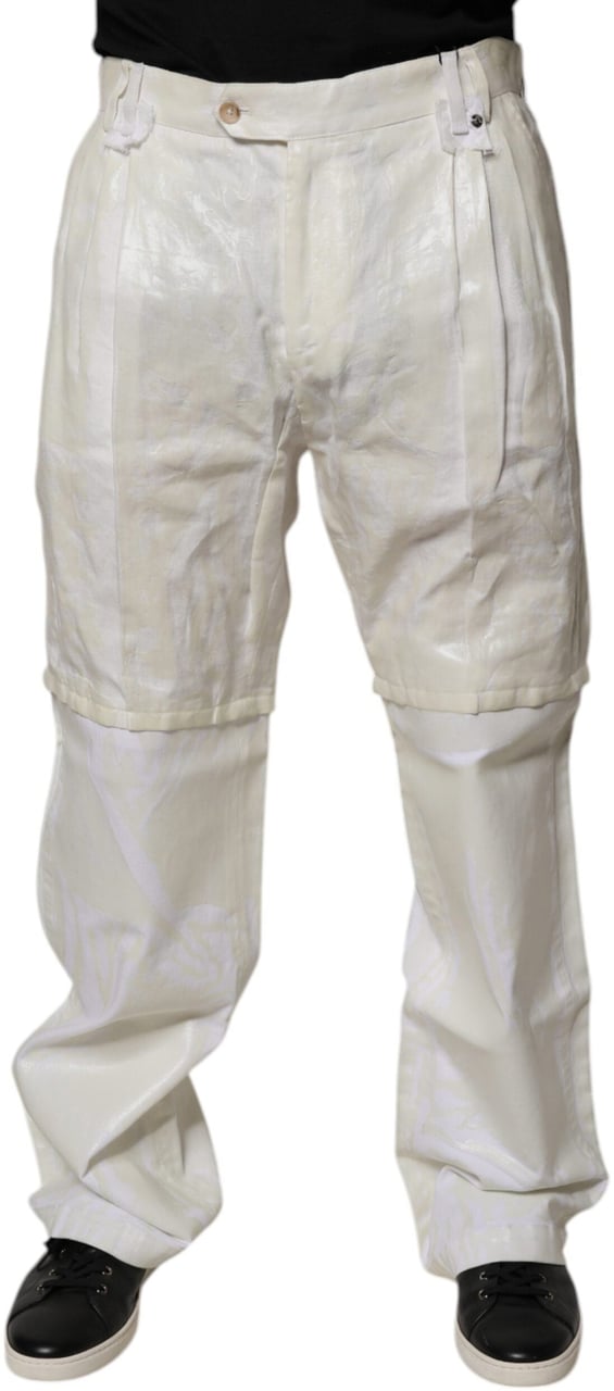 Dolce & Gabbana White Linen Mid Waist Straight Men Denim Jeans Wit