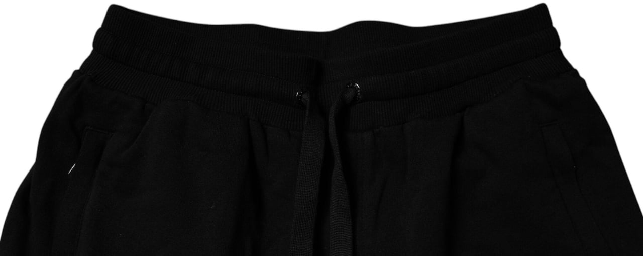 Dolce & Gabbana Black Cotton Mid Waist Jogger Sweatpants Pants Zwart