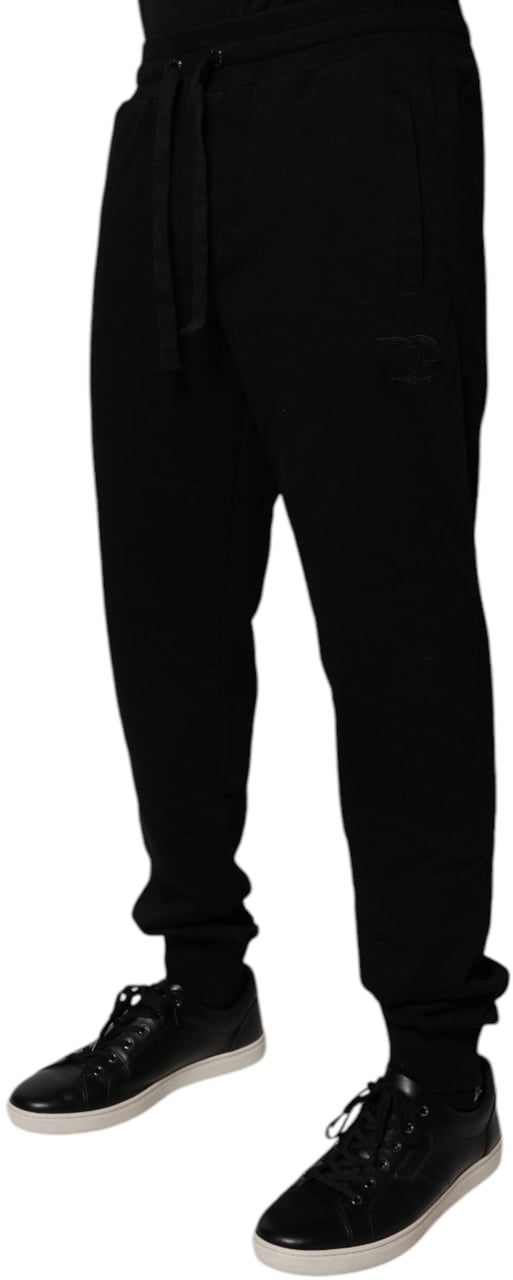 Dolce & Gabbana Black Cotton Mid Waist Jogger Sweatpants Pants Zwart