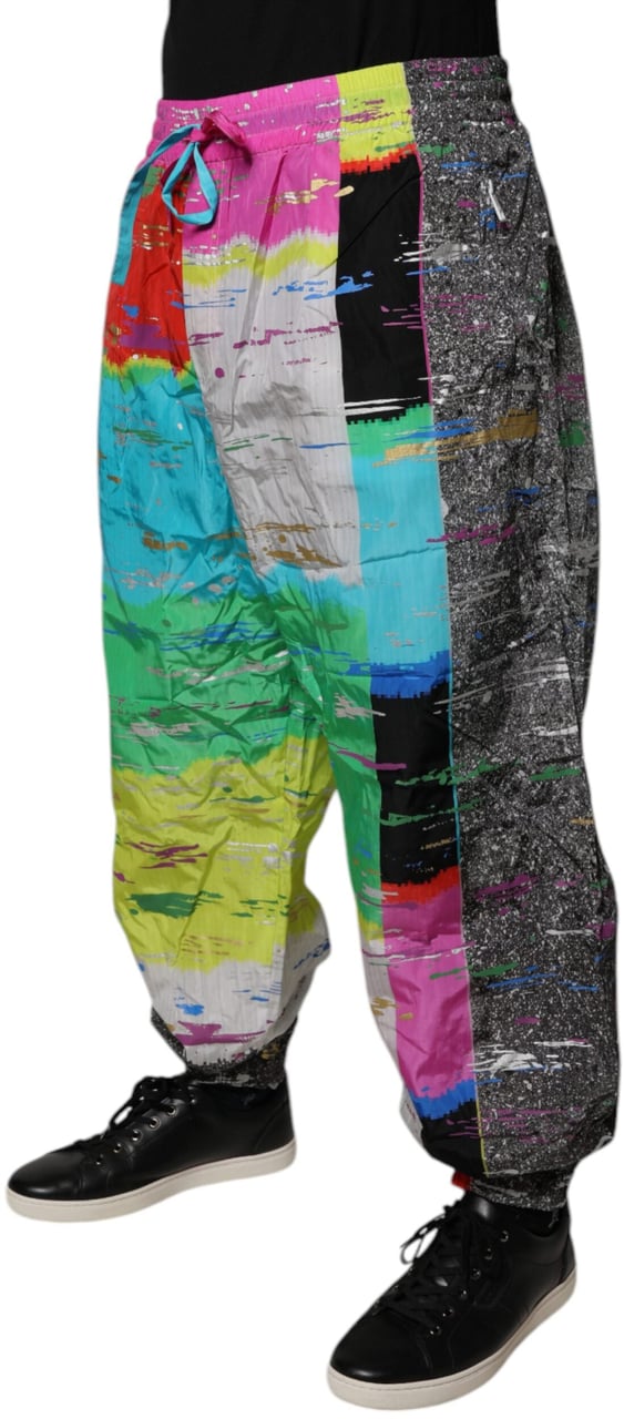 Dolce & Gabbana Multicolor Patchwork Mid Waist Sweatpants Pants Divers