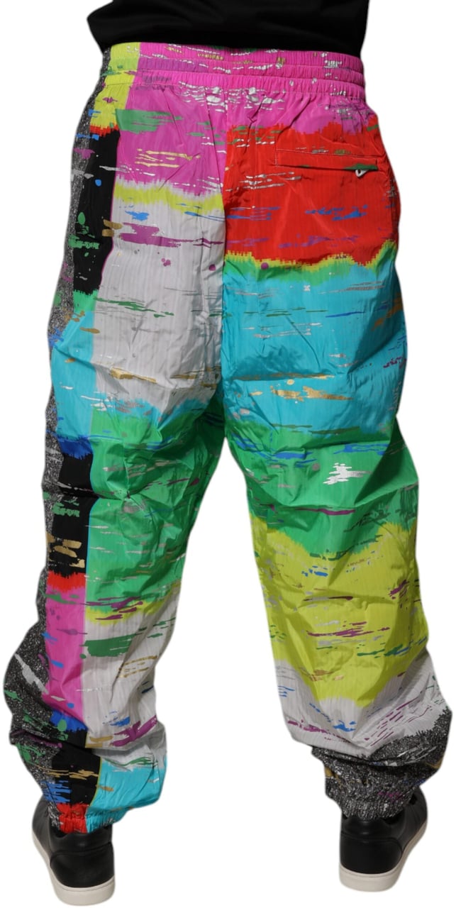 Dolce & Gabbana Multicolor Patchwork Mid Waist Sweatpants Pants Divers