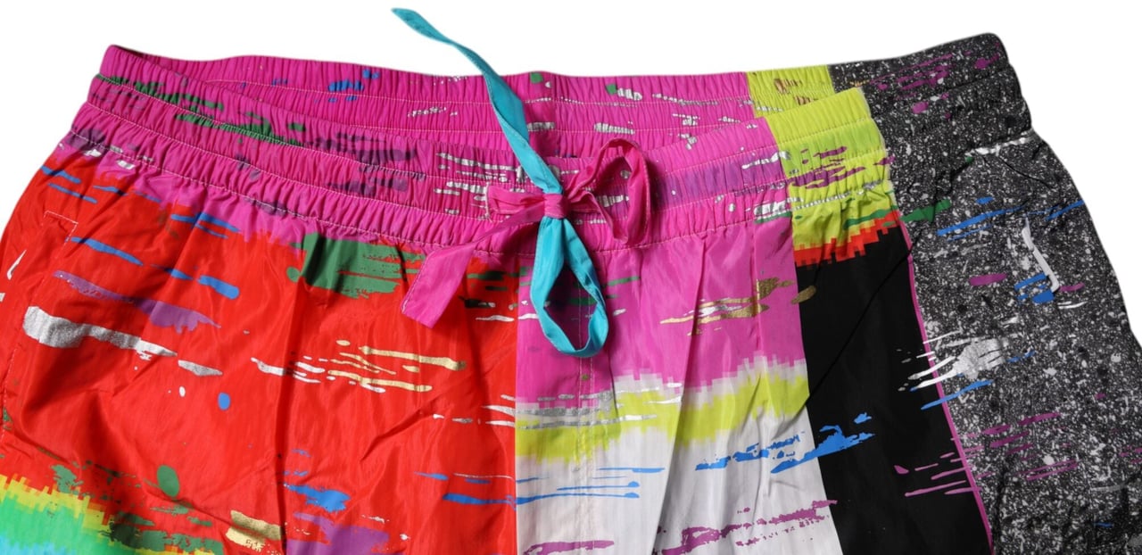 Dolce & Gabbana Multicolor Patchwork Mid Waist Sweatpants Pants Divers